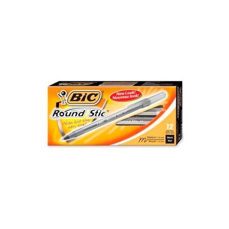 Bic Bic Round Stic Ballpoint Pen, Medium, Black Ink, Dozen GSM11BK